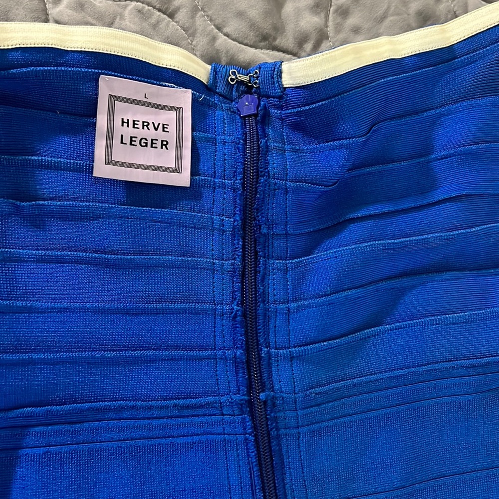 Blue size L strapless HERVÉ LEGER dress